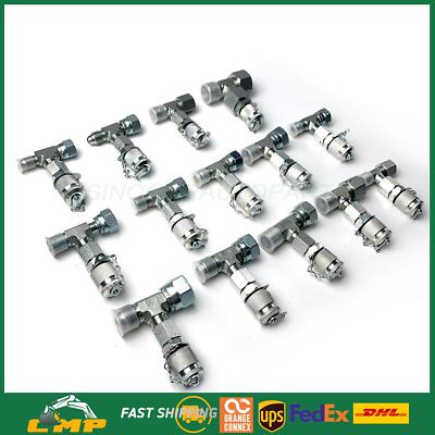 SINOCMP 14PCS Tee Fittings Connectors for Hydraulic Pressure Gauge Kit Adapter