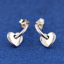 NEW 100 925 Sterling Silver Heart Open Hoop Earrings Hearts and Love present