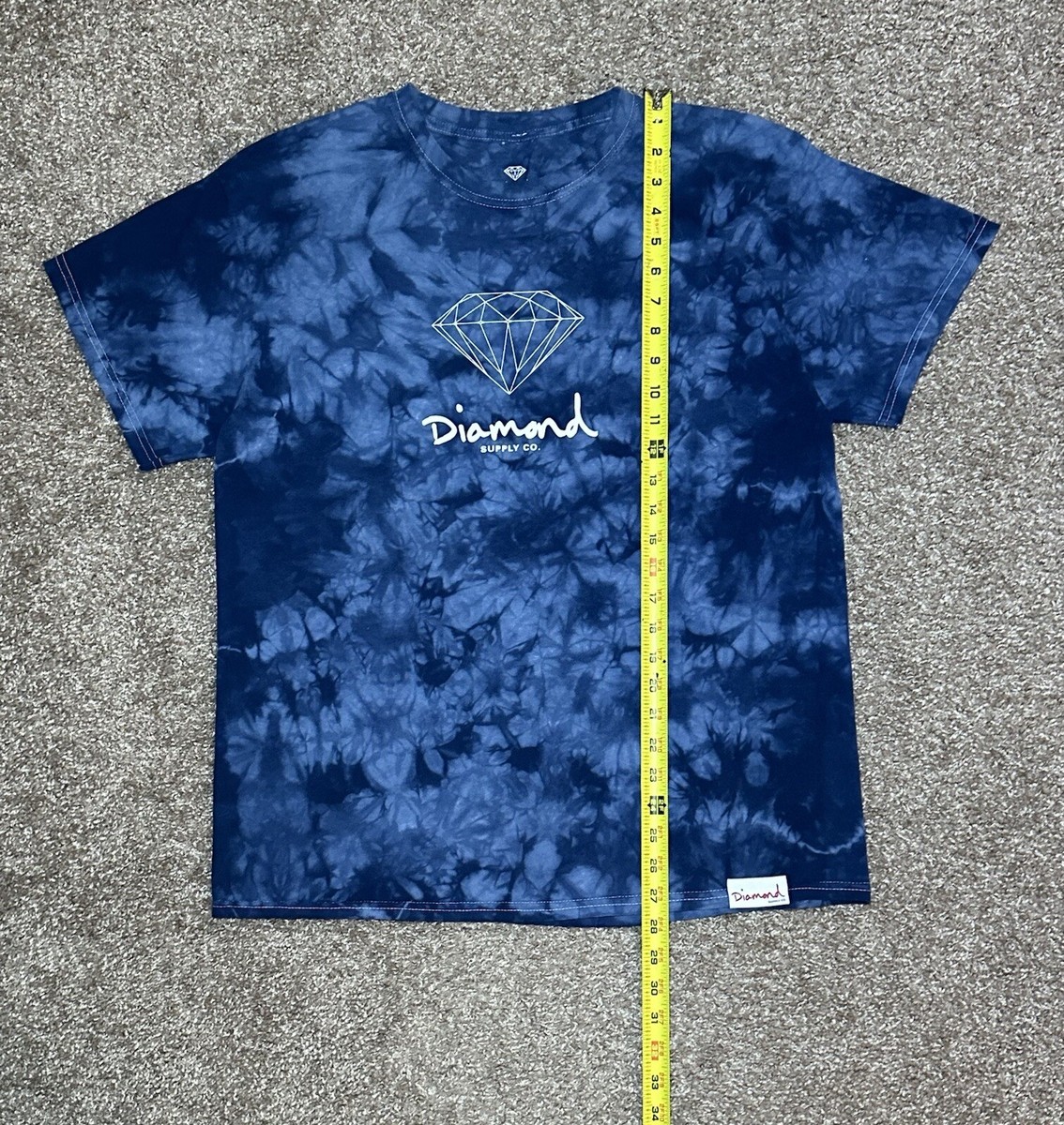 Vintage Y2K T-Shirt Diamond Supply Center Sign Tee Blue Tie-Dye