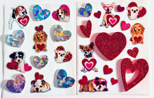 Dogs Puppies Lovers Stickers Hearts Love Glitter Holographic dog Puppy Pup Set