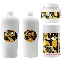 KALLOS Vanilla Shine Hair Mask,Shampoo,Conditioner for Dry and Dull Hair