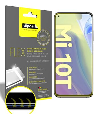 3x Xiaomi Mi 10T Pro Schutzfolie Folie, 100% Displayabdeckung, dipos Flex