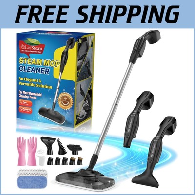 Lightweight Steam Mop with 17 Accessories - 15s Rapid Heat & Multi-Surface