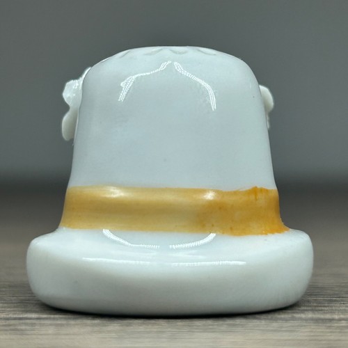 VTG Napco Porcelain Thimble Lady’s Hat w/ 3D Pink Flower & Yellow Ribbon Taiwan - Picture 4 of 7