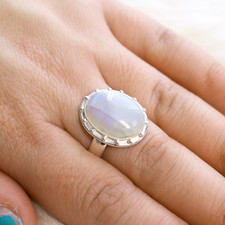 Natural Moonstone Gemstone 925 Sterling Silver Handmade Ring Gift For Girl A-240