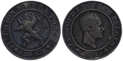 Belgium - BELGIUM 20 CENTIMES 1861 - III
