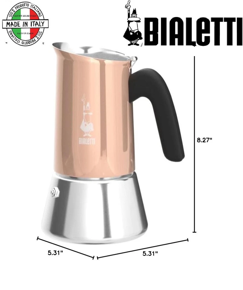 Cafetera espresso de inducción Bialetti Venus estufa de acero inoxidable Italia Foto 3 de 4