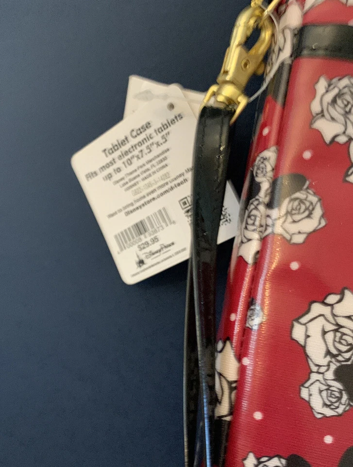 Disney Parks IPAD Tablet Case Crossbody Padded Bag NWT Zip Red Rose Minnie - Image 3 of 4