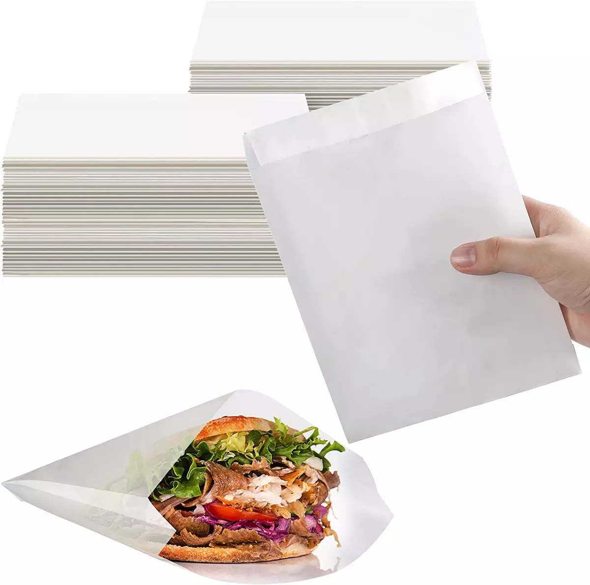 600PC Paper Sandwich Bags Wet Wax Paper Bags 7 X 6 X 1 Inch Glassine Bags  Grease