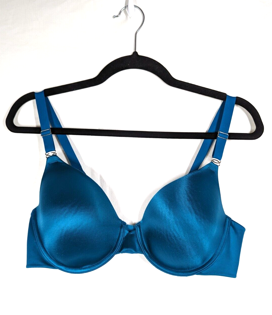 Maidenform Bra 38C Underwire Teal Smooth Satin Molded Cup Adjustable