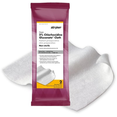 Sage 2% Chlorhexidine Gluconate Prep Pad   7.5 x 7.5'', Non-Sterile Pack of 24