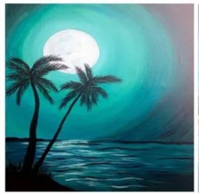 5D Diamond Painting Kit 30X30cm - Palm Trees with Full Moon