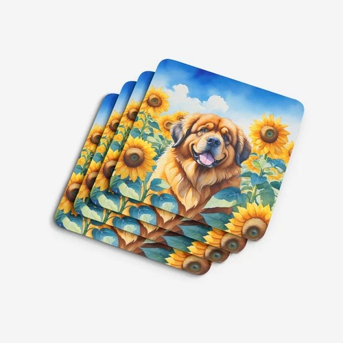 Caroline's Treasures Tibetan Mastiff in Sunflowers Coasters - Thumbnail 3