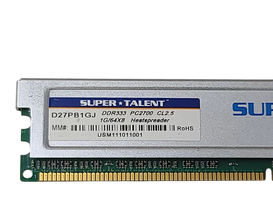 SUPER TALENT D27PB1GJ DDR333 PC2700 CL2.5 1G/64X8 ROHS USM111011001 - Image 2 of 3
