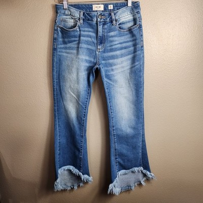 Miss Me Womens |29| Mid Rise M2207CF Crop Flare Fray Jeans