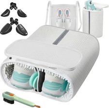 Dual Compartment Shoe Wash Bag w Adjustable Trees Sneaker Dryer, 420g Heavy