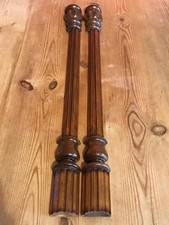 Pair of Ornate Antique Vienna Wall Clock  Wood Turned Columns Bandings 77cmLong