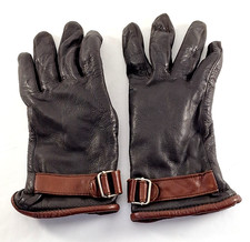 Grandoe Size Small Vintage Leather Gloves Dark Brown Two Tone w/ Buckle