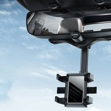 Car Cell Phone Holder GPS Bracket Adjustable 360° Rearview Mirror Mount Stand