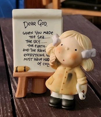 VTG Dear God Kids Enesco figurine - ''When you made the sea, the Sky'' 4'' x 3.5''