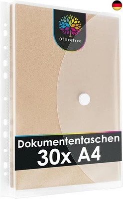 BESUCHE DEN OFFICETREE-STORE OfficeTree 30 x Dokumententasche A4 Abheftbar mit 200 Lochverstärker -