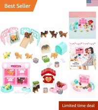 32 PCS Dog Figures Play Set, Pet Care Center Pretend Play Set with Realistic ...