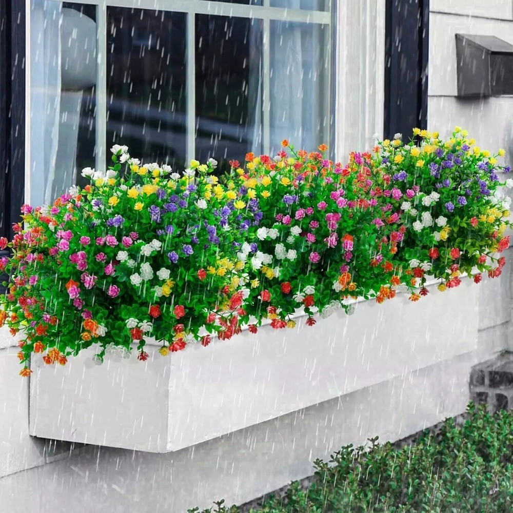 10Pcs Artificial Flowers Fake Eucalyptus Plant Outdoor Wedding Home Garden Decor