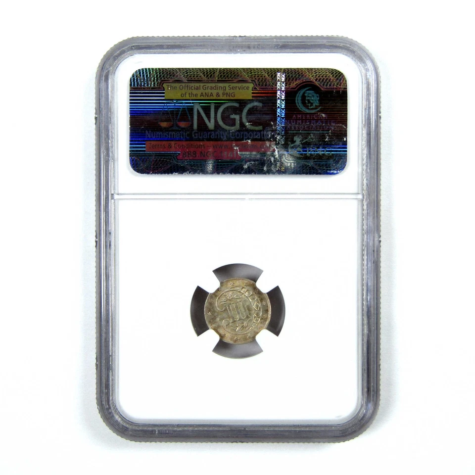 1857 Three Cent Piece MS 65 NGC Silver Trime 3c Unc SKU:I13706 - Image 2 of 4
