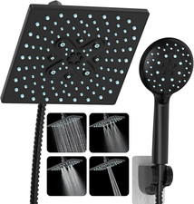 High Pressure Rain Shower Head with Handheld, Multi-Functions Square Rainfall Sh