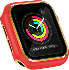 Hard PC Case with Tempered Glass Screen Protector Compatible with Apple Watch Se