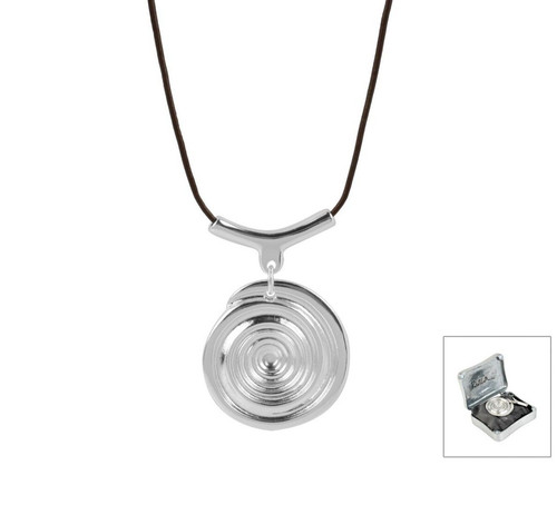 Robert Lee Morris Soho Silver Plated Swirl Pendant Cord Necklace New In Box