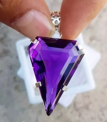 50 Ct Purple Amethyst 925 Sterling Silver Solitaire Pendant Natural Gemstone