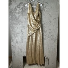 Revelry Dawson Champagne Gold Sequin Maxi Dress Sz 14 Bridesmaid Formal Gown New