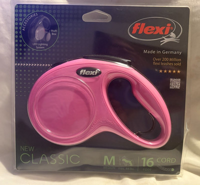 Flexi Retractable Leash Medium Dogs Classic Cord Up To 44 lbs 16'' PINK New Open