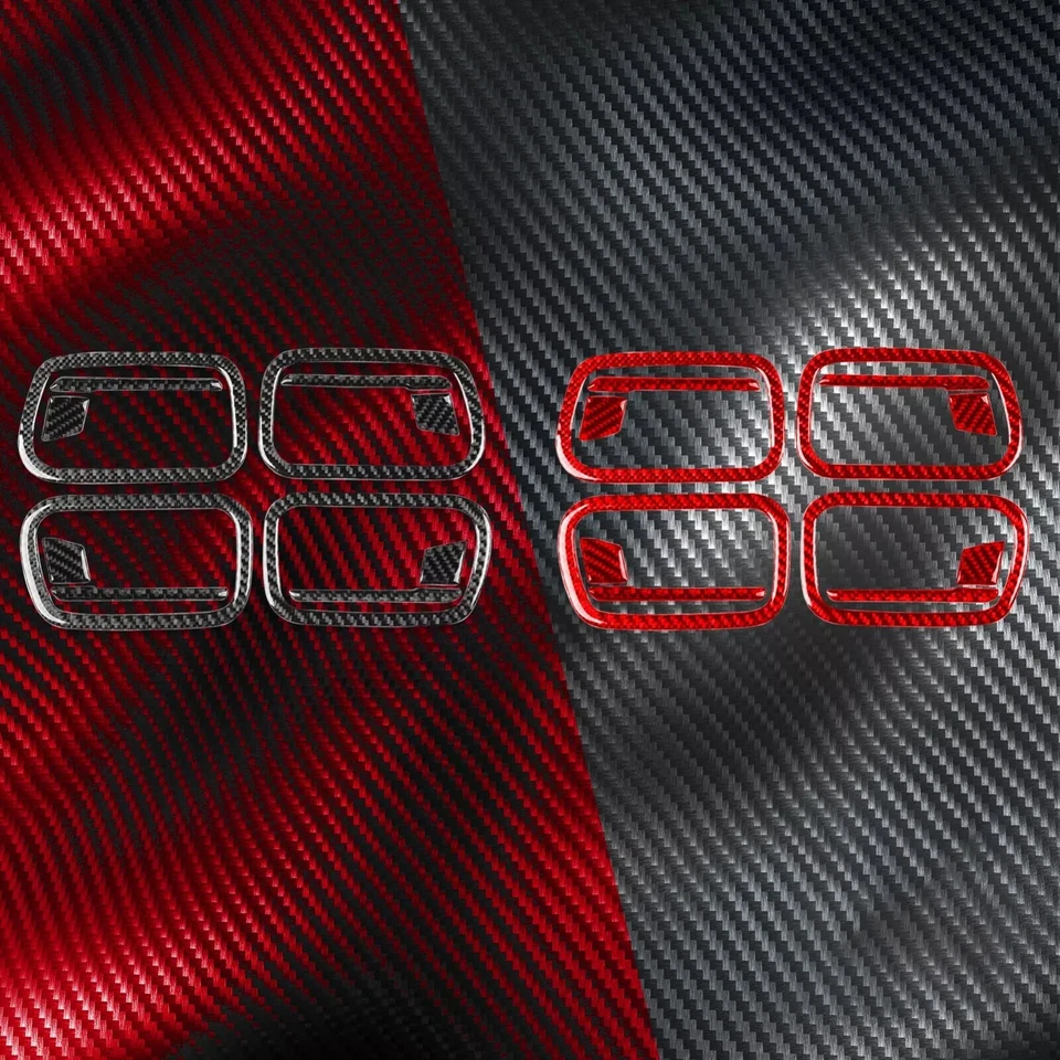 12Pcs Real Carbon Fiber Interior Door Handle Cover Sticker For Hummer H3 2006-10 - Image 3 of 4