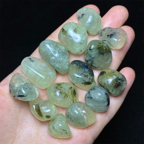 100g Natural Prehnite Tourmaline Quartz Crystal Healing Polished Stone Y646