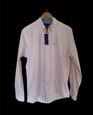 Tommy Hilfiger Classic Fit Stretch Pink  White Check Button Down NWT Large
