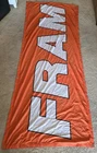 Vintage 1990s REAL Banner Flag 42x96 Orange Garage Man Cave Shop Sign Large