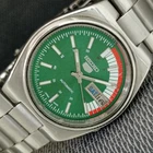 GENUINE VINTAGE SEIKO 5 AUTOMATIC 7009A JAPAN MENS GREEN DIAL WATCH a2433-U