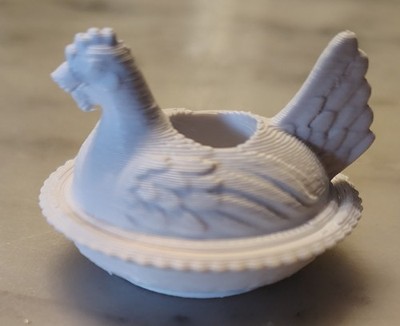 White  Hen On Nest Straw Topper 3D Print (New)