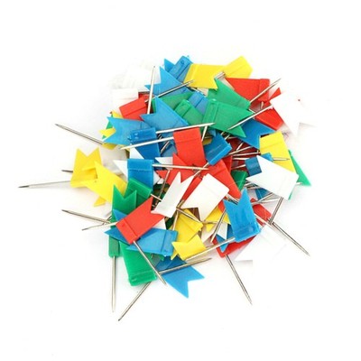 100PCS Flag Marker Shape Map Pins Cork Notice Board Push Assorted Office&Home C