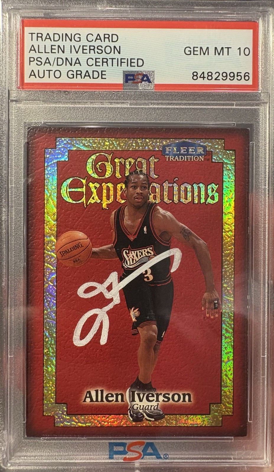 Allen Iverson #7 Basketball Cards 1998 Fleer Tradition Great Expectations trading card — raw and PSA graded price guide