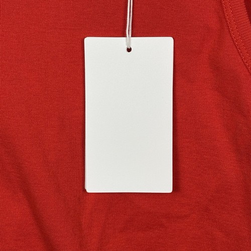 Helmut Lang Shirt Womens L Red Ribbed Layer Tee Cut-Out Shoulder Elongated Hem - Picture 8 of 14