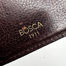 Bosca Leather Deluxe Front Pocket Wallet Money Clip Dark Brown Burgundy 1911