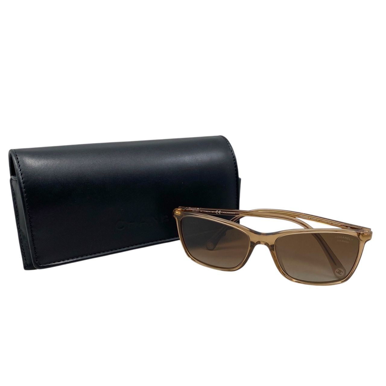 CHANEL 5447 A Sunglasses Brown Gold Coco Mark Plastic Frame 55mm