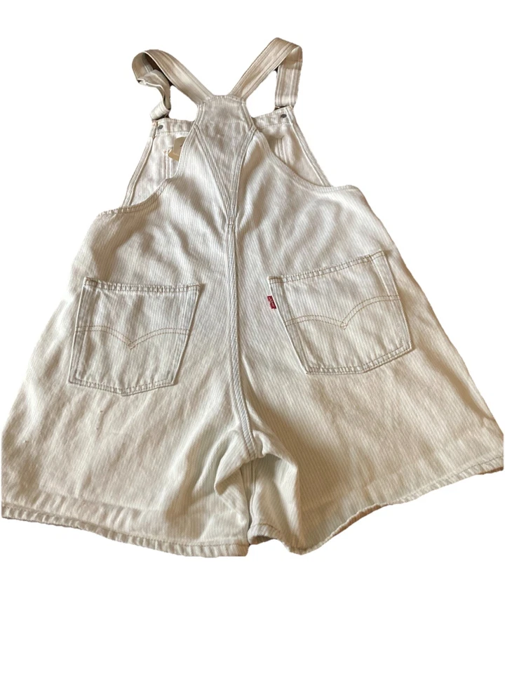  White  Pinstripe Levi Strauss Shortalls Size XS - Image 2 of 4