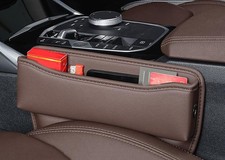 Car Seat Gap Filler Organizer Side Pocket Auto Console Storage Box Leather Brown
