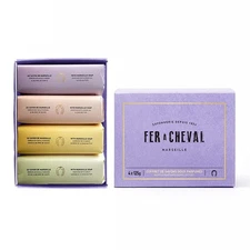 Fer A Cheval Bar Soap Gift Set 4 Gentle Perfumed soaps , Rose Petals,...
