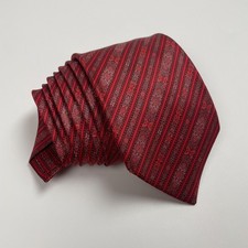 STEFANO RICCI Men  s Silk Tie Red Ornamental Stripe Pattern Luxury Designer