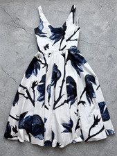 RRP $2480 Alexander McQueen Bellflower-print Floral Cotton Midi Dress Size 42